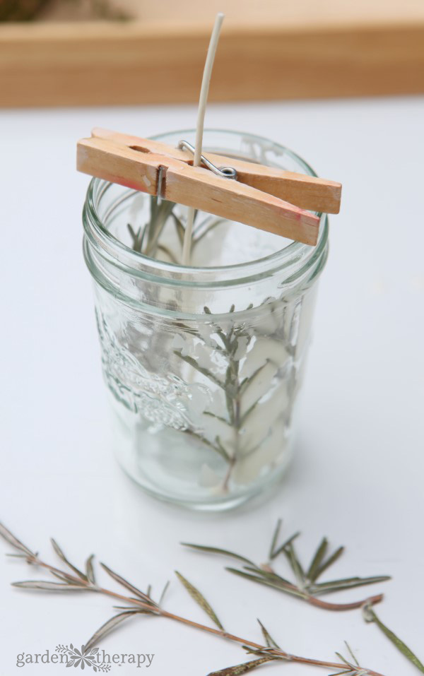 Evergreen Pressed Rosemary Candles {How to Make Herbal Candles}