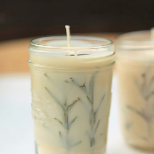 Evergreen Pressed Rosemary Candles {How to Make Herbal Candles}