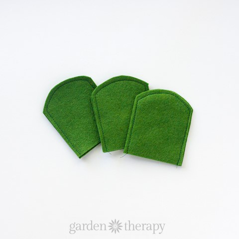 Sewn green cactus leaves made from felt