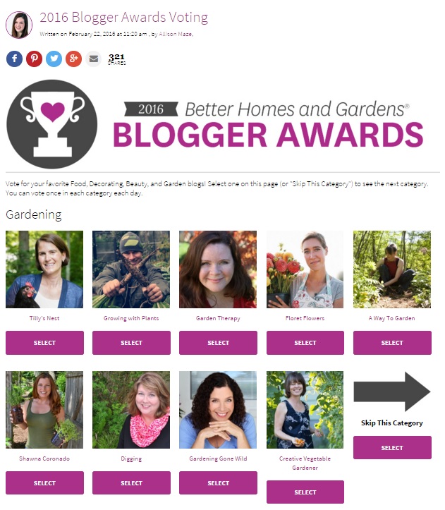 Best Garden Blog BHG Awards 2016