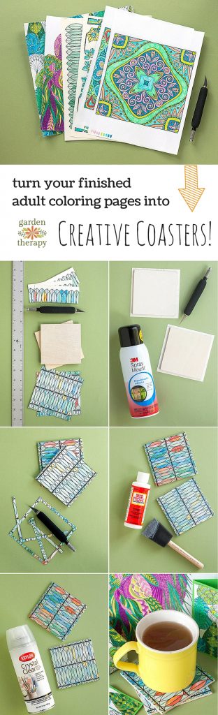 Turn those gorgeous finished coloring pages into something useful - DIY Coasters