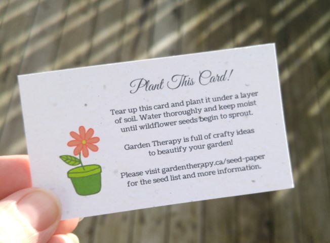 seed paper business card gardentherapy.ca