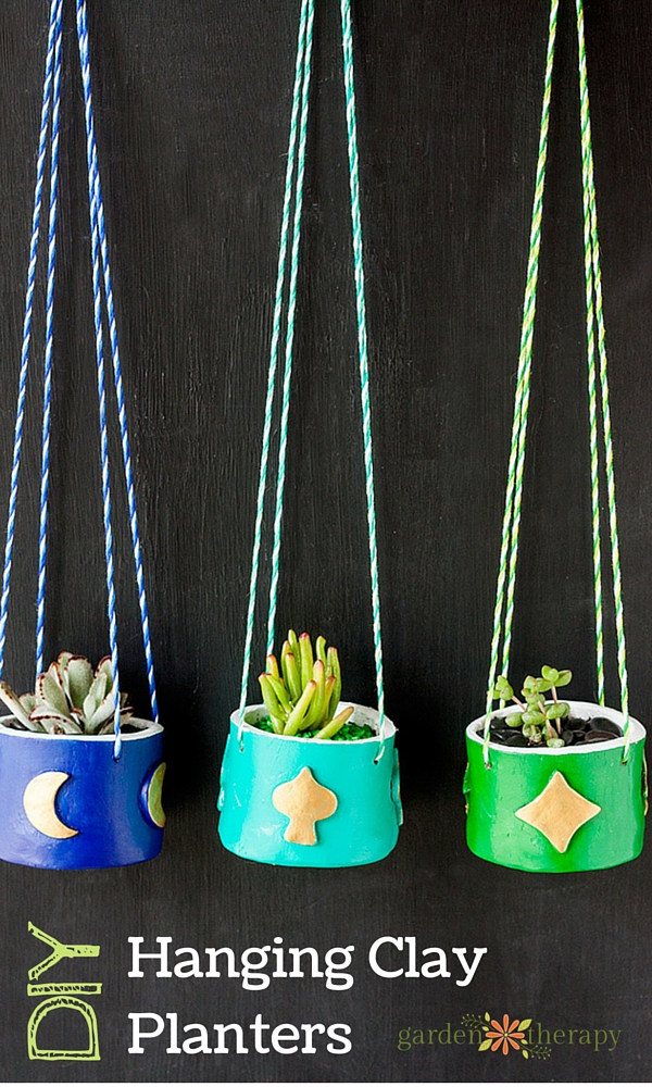 Easy and Fun to Make Hanging Clay Planters with Succulents