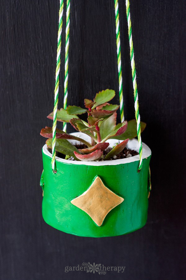 Finished Green DIY Clay Planter