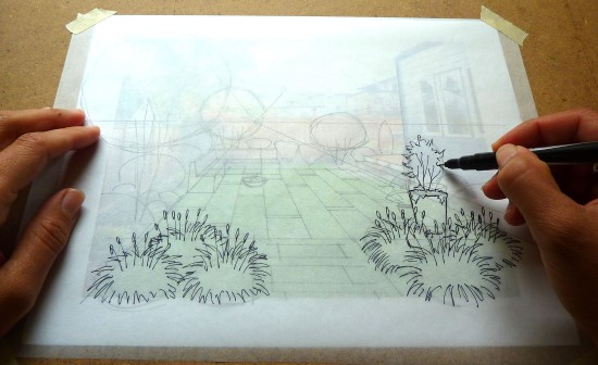 How to Create a Garden Perspective Drawing at Home Step (5)