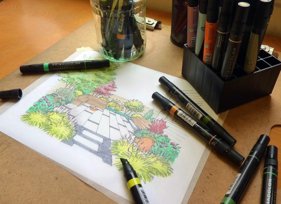 How to Create a Garden Perspective Drawing at Home Step (7)