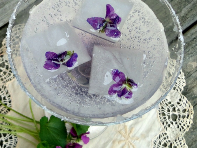 Violet Soda Syrup and Edible Flowers