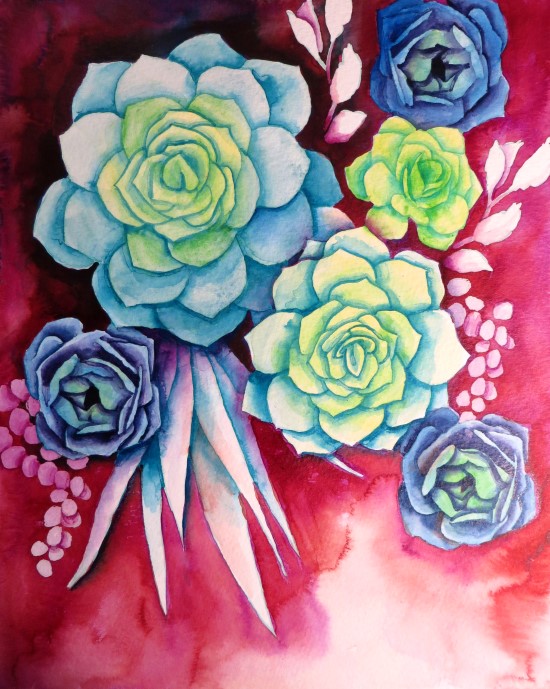 How to Paint Watercolor Succulents Step (11)