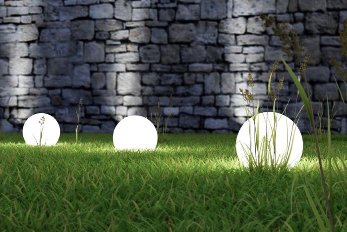 3 orb lights on grass