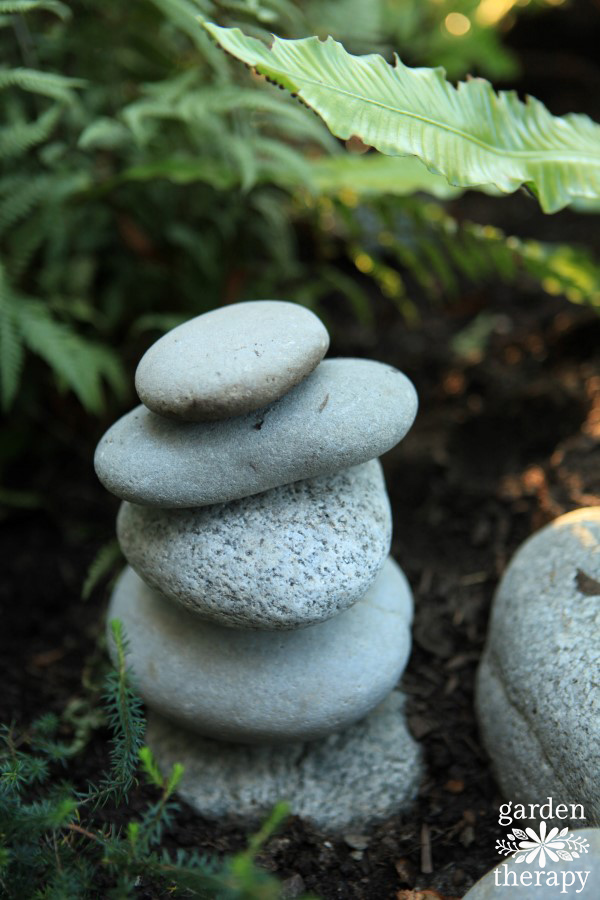 Stacked rocks as garden art