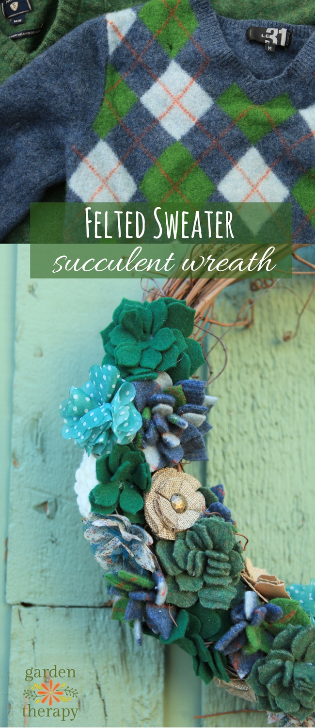 Warm up to autumn this year with a cozy fall wreath made from thrifted sweaters. This felted succulent wreath is a unique design that is easy to make.