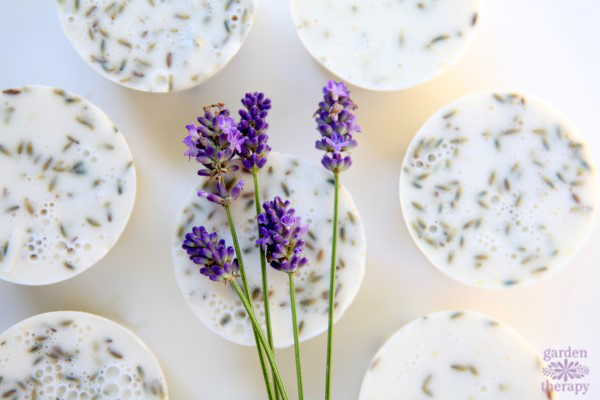 This lavender oatmeal soap is soothing and calming for your skin and, even though it looks complicated, it is incredibly easy to make at home for gifts.