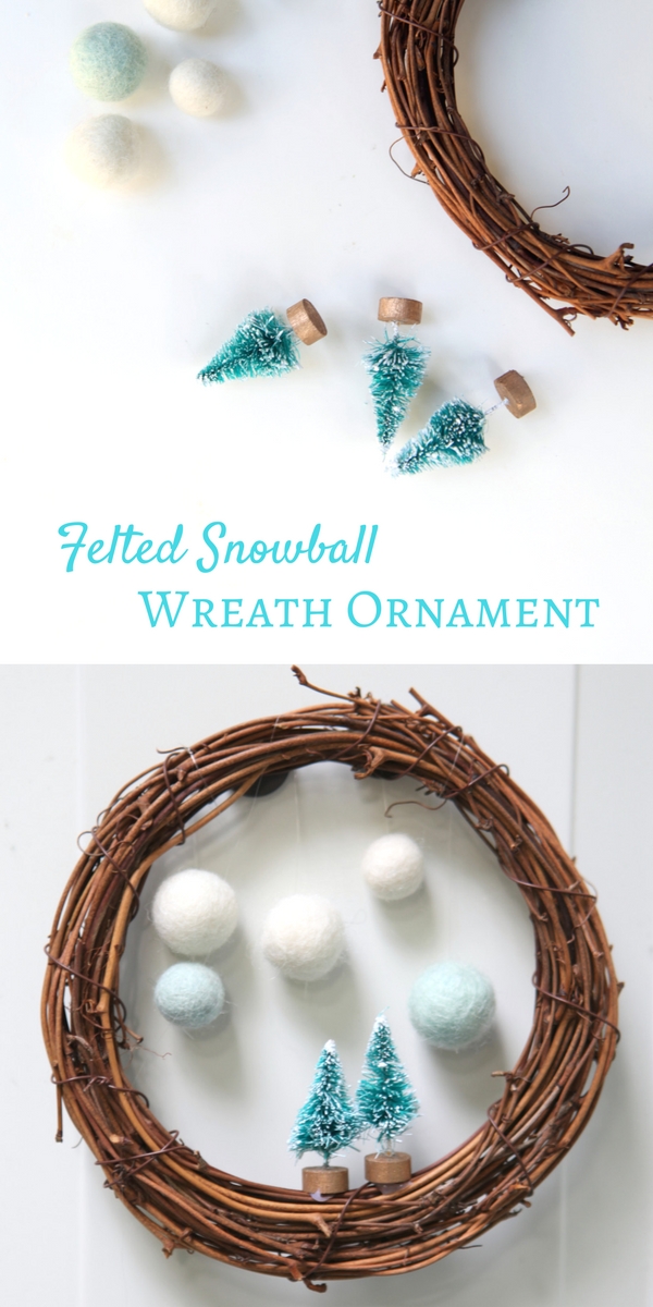 How to make a felted snowball wreath. Personalize it with fairy garden or miniatures.