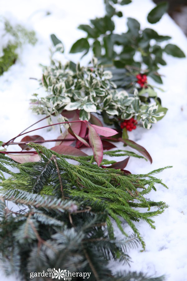 foraged greenery for a centerpiece 