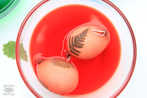 How to make dyed leaf imprint Easter eggs