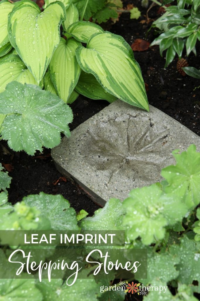 DIY Leaf Print Stepping Stones Made of Concrete