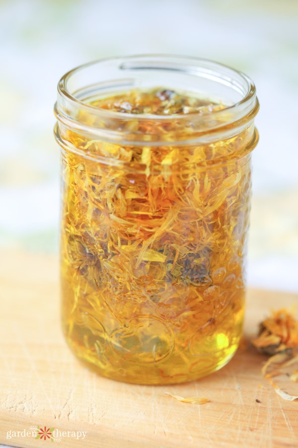 Herbal oil infused with calendula and chamomile