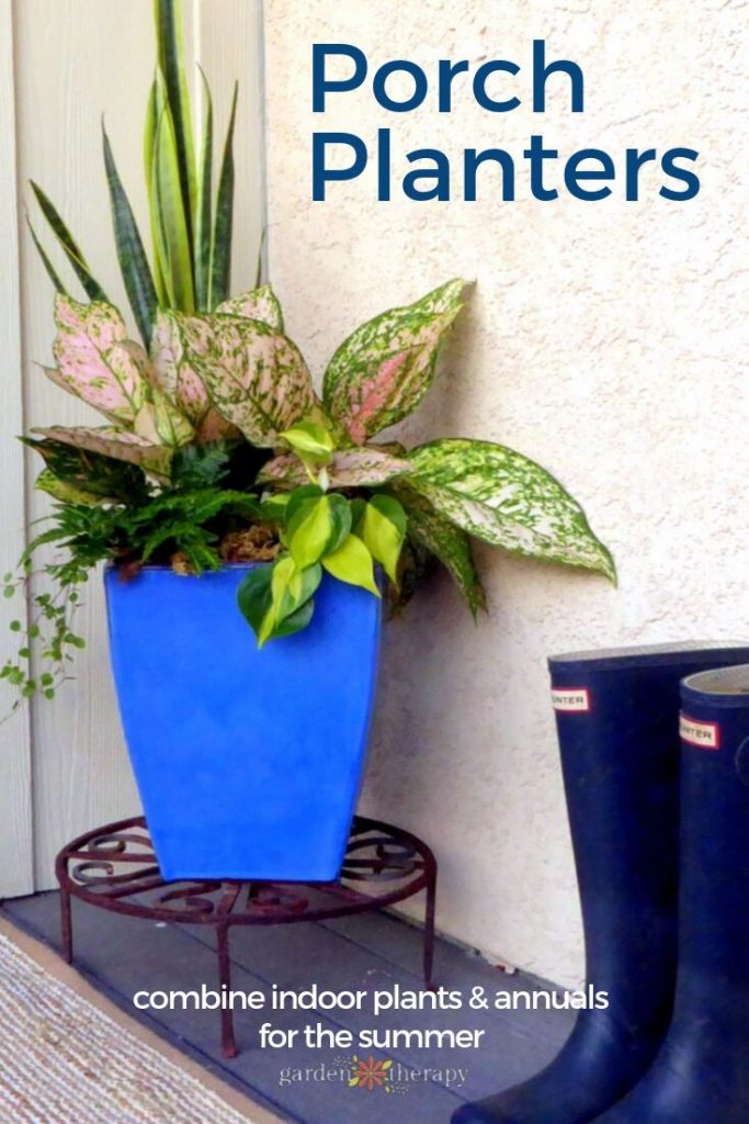 Porch Planters Combining Indoor Plants in Arrangements for the Summer