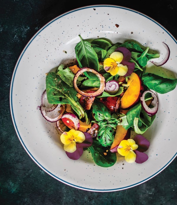 Spring salad with pansies