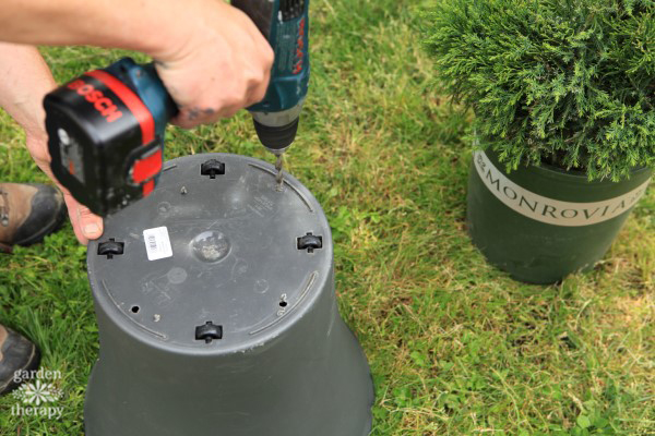 Drilling Drainage Holes in Garden Pot