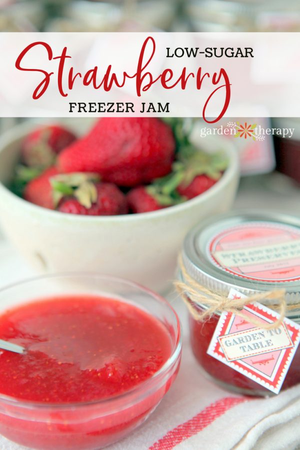 Homemade Low-Sugar Strawberry Freezer Jam - Garden Therapy