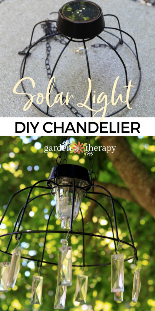 DIY hanging solar light hung in a tree