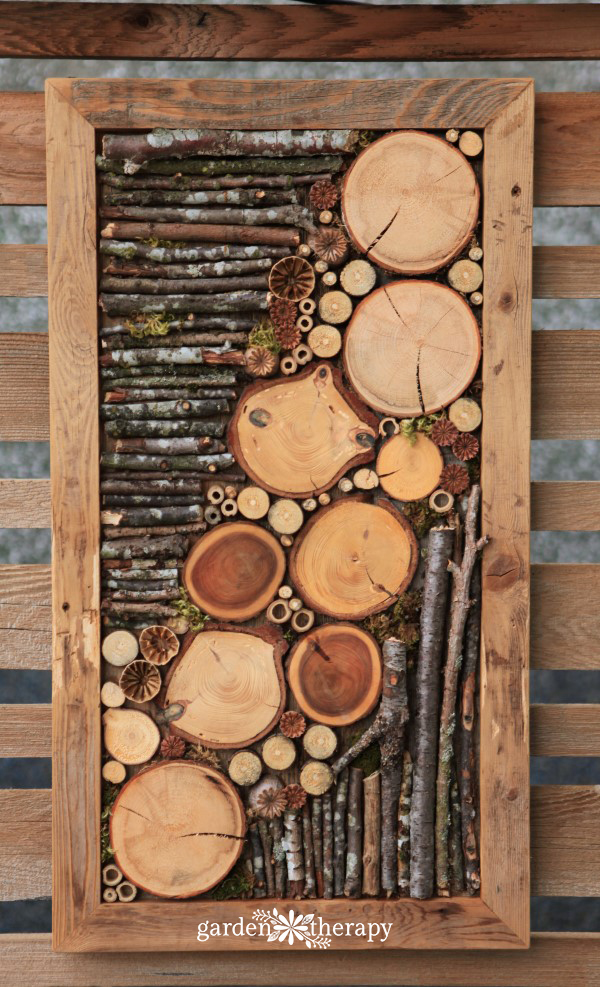 finished bug hotel fence art