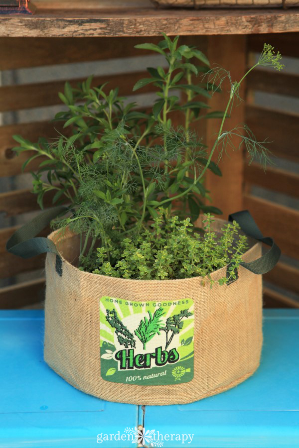 Sac de planteur d'herbes en toile de jute