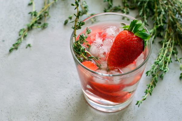 Strawberry infused vodka with Thyme