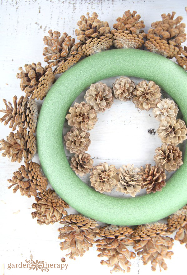 A bleached pinecone wreath for fall