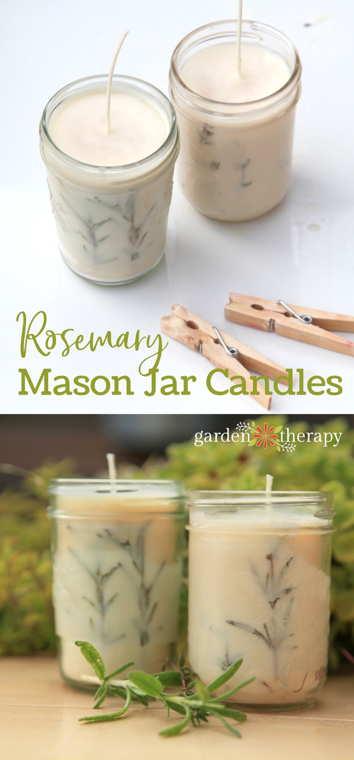 Evergreen Pressed Rosemary Candles {How to Make Herbal Candles}