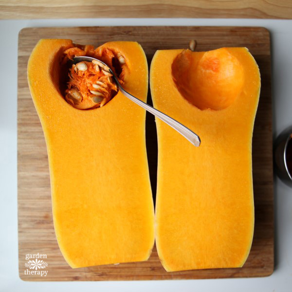 How to cut and prep butternut squash for recipes.