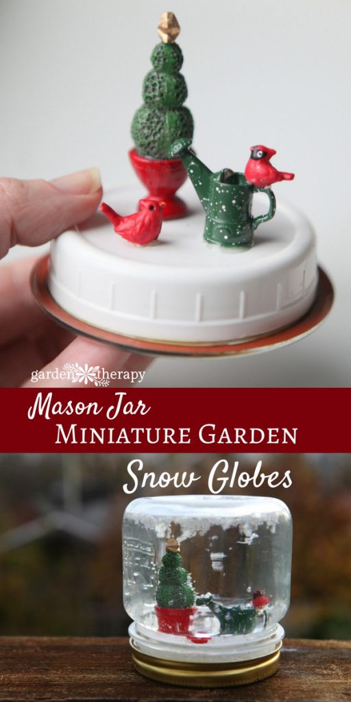 Make a mini garden snow globe.