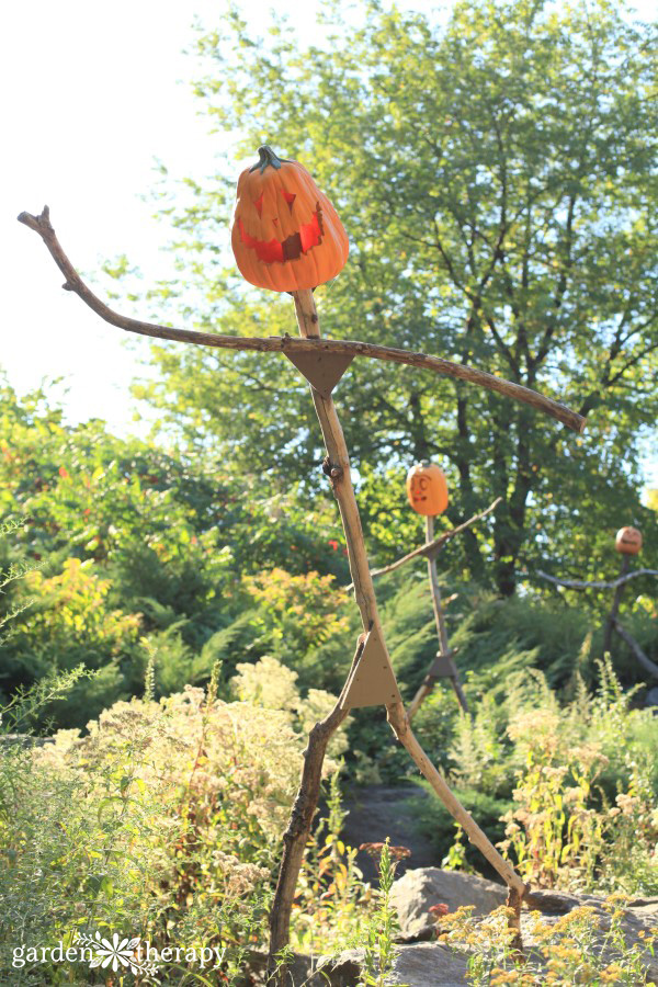 Pumpkinhead Scarecrows at NYBG