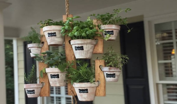 A customizable hanging herb garden