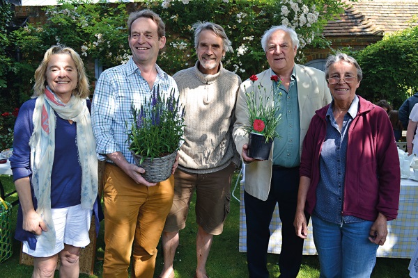 Jeremy Irons in the garden with friends