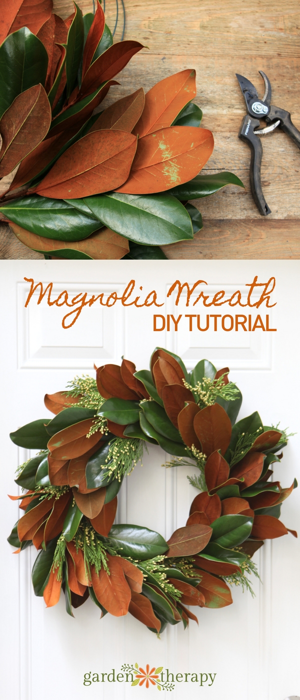 Garden Art Diy: A Magnificent Magnolia Wreath Brings Cheer To The Season