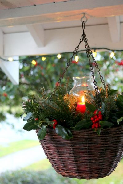 Hanging candle planter for the holidays
