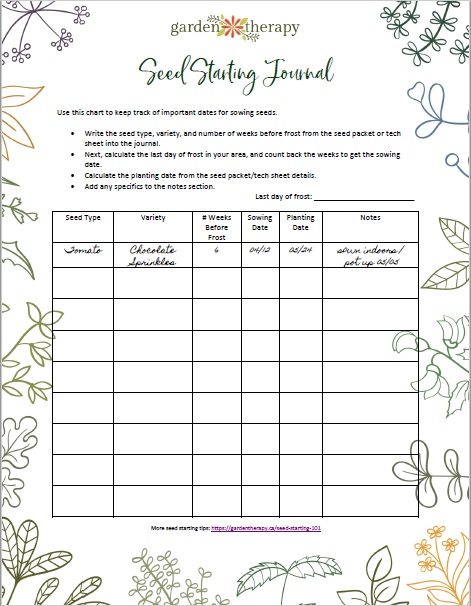 Printable seed-starting journal pages