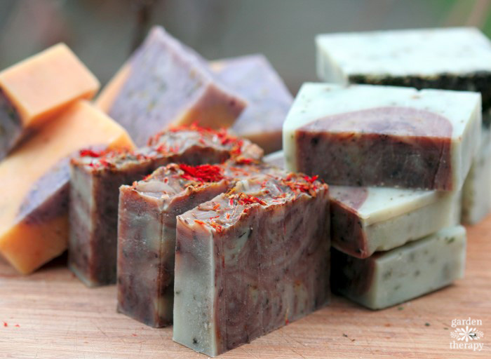 stacks of handmade soap made with cold process