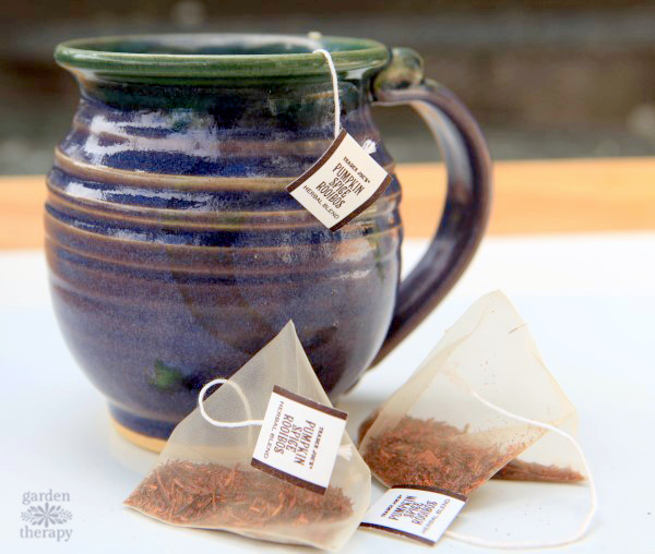 Pumpkin spice tea bags for herbal tea hand soap