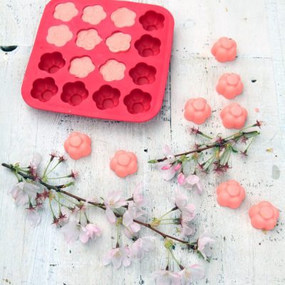 Cherry Blossom Soap Recipe Made in a Floral Silicone Ice Cube Mold
