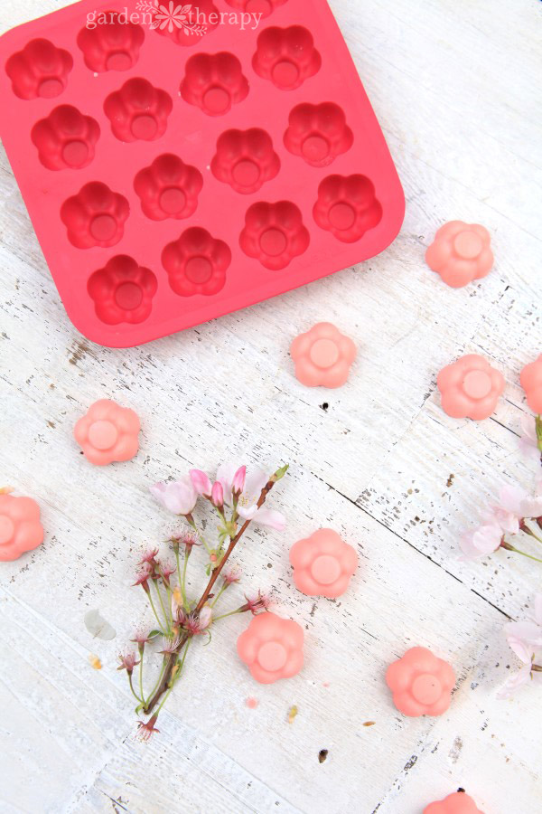 Pretty Floral Soap Project cherry Blossom Sakura with a Floral Silicone Ice Cube Mold