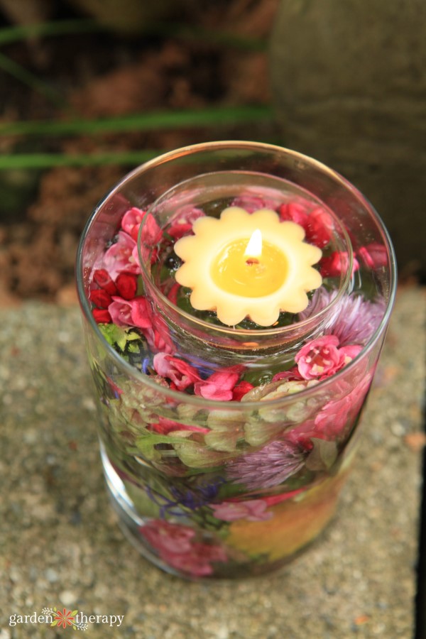 floating candle with flowers