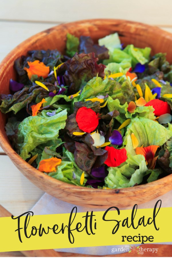 salad with edible flowers