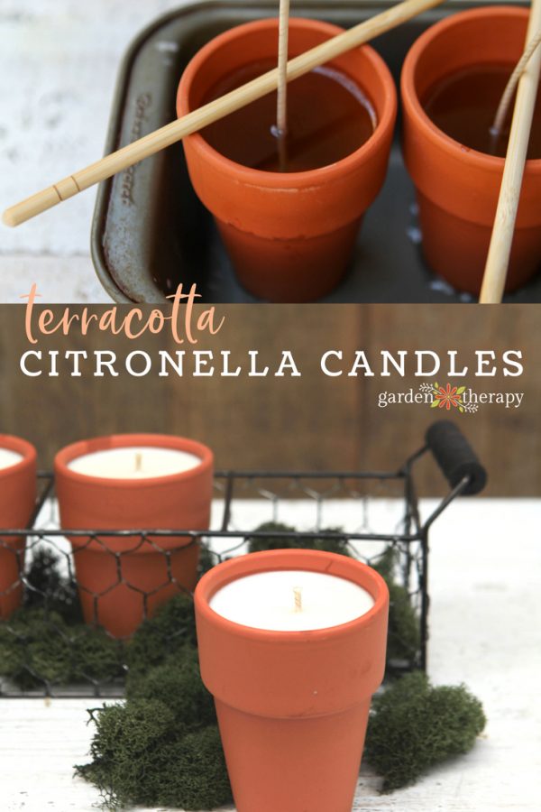 Bug Off, Naturally Terracotta Pot Citronella Candles Garden Therapy