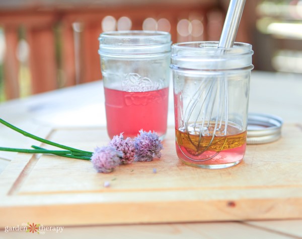 making chive blossom vinegar