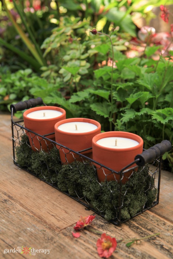 set of three handmade citronella candles