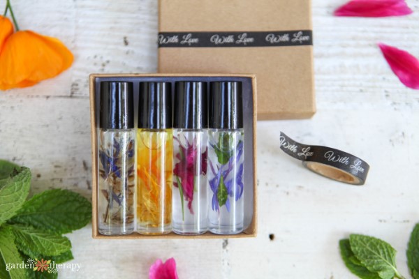 a set of homemade natural perfumes