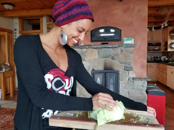 Leah making fermented food